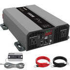 MFUZOP Pure Sine Wave Inverter 1500W Power 12V DC to 110V 120V AC Converter 3000W Peak Power Inverter with Dual AC Outlets USB Port Type-C Remote Control LCD Display for Truck RV Vehicles Solar