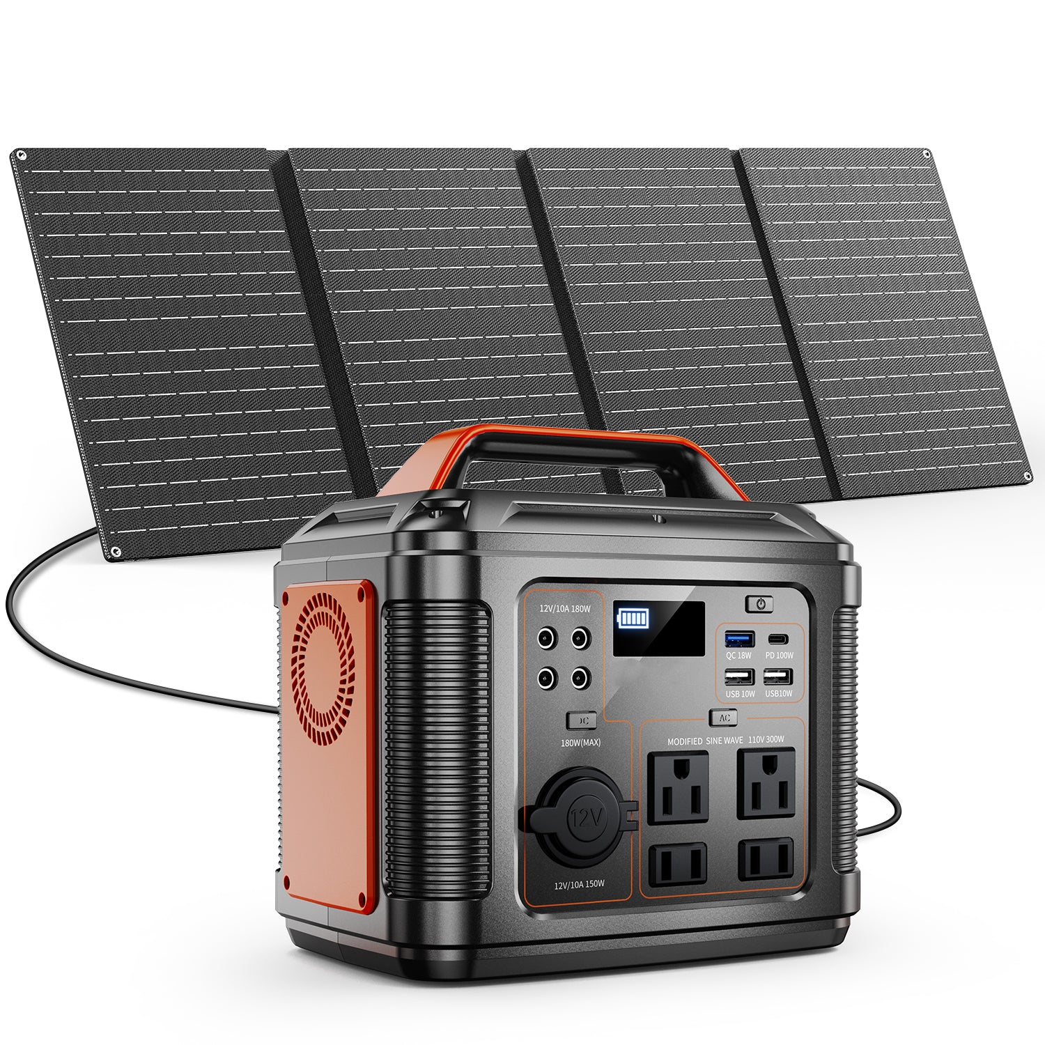 Powerbank 300w Portable Power Station with 60w Solar Panel for Camping Solar Generator 296Wh 80000mAh Lithium Battery Main image