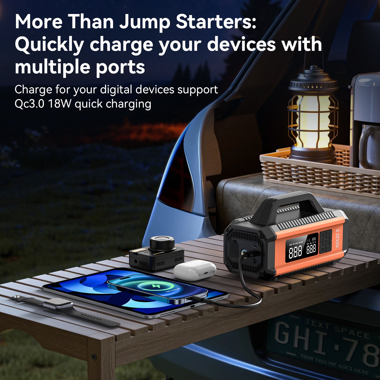 3500A Car Jump Starter Booster Jumper Box Power Bank Battery Charger with 150PSI Air Compressor, 10000mAh Portable Jump Starter