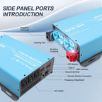 DATOUBOSS miniature inverter, 12V to 120V,  1200W, supports off-grid, grid-connected, and hybrid modes, 50Hz/60Hz, AC 100V-120V adjustable output voltage, MPPT controller, photovoltaic charging current up to 120A, suitable for solar power generation.