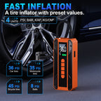 Car Jumper Starter Portable Battery Pack With 150PSI Tire Inflator, Jump Starter With Air Compressor,12V Jump Box For Car Charger Battery Booster With LCD Display, 3-Mode Emergency Flashlight