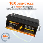 MFUZOP 12V 300Ah LiFePO4 Battery, 3840Wh Lithium Iron Phosphate Battery with 200A BMS, 15000+ Cycles, Low Temp Protection, for RV, Camper, Marine, Solar, Off-Grid, Home Backup, Series & Parallel