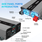 MFUZOP Pure Sine Wave Inverter 1500W Power 12V DC to 110V 120V AC Converter 3000W Peak Power Inverter with Dual AC Outlets USB Port Type-C Remote Control LCD Display for Truck RV Vehicles Solar