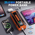 Car Jumper Starter Portable Battery Pack With 150PSI Tire Inflator, Jump Starter With Air Compressor,12V Jump Box For Car Charger Battery Booster With LCD Display, 3-Mode Emergency Flashlight