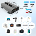 MFUZOP 2000W Pure Sine Wave Inverter, Car Power Inverter 12V to 120V AC Converter for RV, Truck, Solar, OutdoorL, Home with Dual AC and 20A Socket, 5V 2.1A USB, PD, Peak Surge 4000W, Remote Controller