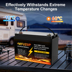MFUZOP 12V 100Ah LiFePO4 Lithium Battery, Built-in 100A BMS, 20000+ Deep Cycles, 1280Wh Rechargeable Group 31 Lithium Battery Perfect for Solar Power Camping RV Trolling Motor Off-Grid Use