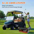 MFUZOP 48V 100Ah Golf Cart LiFePO4 Lithium Battery with Bluetooth Group 8D, 15000+ Deep Cycle Battery, Built-in 100A BMS with Low-Temp Protection Monitor, Perfect for Golf Carts Home Energy Storage