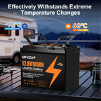 MFUZOP 12V 100Ah LiFePO4 Lithium Battery with 100A Smart BMS, 20000 Deep Cycle Marine Battery 12V, Max 1280Wh Energy, Group 24 for RVs, Vans, Trailers, Motorhomes, and Boats