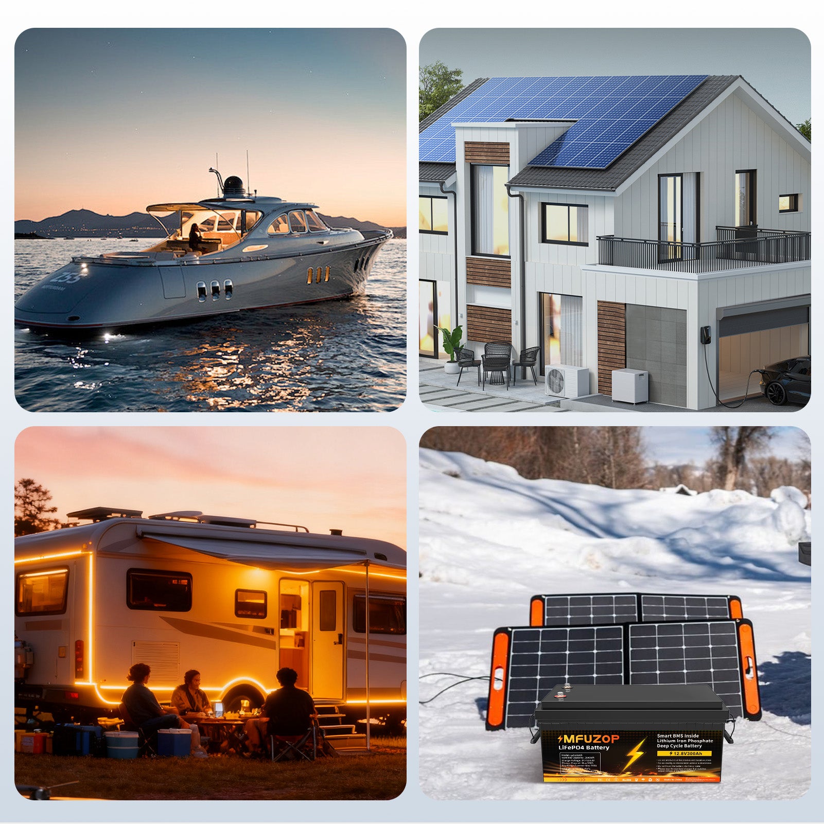 MFUZOP 12V 300Ah LiFePO4 Battery, 3840Wh Lithium Iron Phosphate Battery with 200A BMS, 15000+ Cycles, Low Temp Protection, for RV, Camper, Marine, Solar, Off-Grid, Home Backup, Series & Parallel