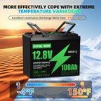 DATOUBOSS 12V 100Ah Lithium LiFePO4 Battery with 100A BMS  Deep Cycle Battery for Car Home Solar System