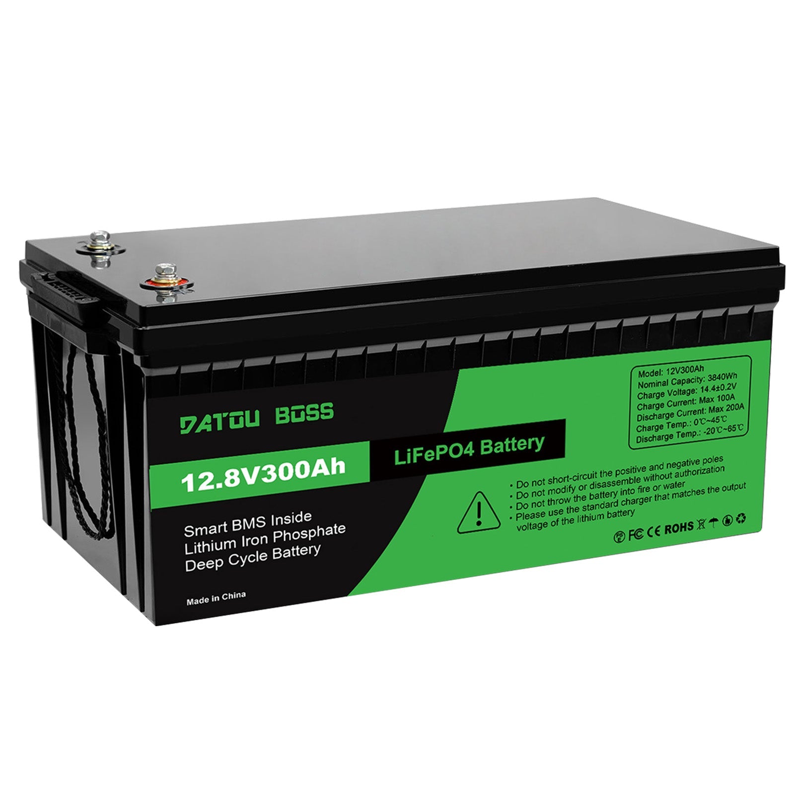 DATOUBOSS 12V 300Ah Lithium LiFePO4 Battery with 200A BMS  Deep Cycle Battery for RV DIY Car Solar Home System Main image