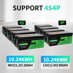 DATOUBOSS 12V 200Ah Lithium LiFePO4 Battery with 200A BMS  Deep Cycle Battery for RV Car Solar Home System DIY